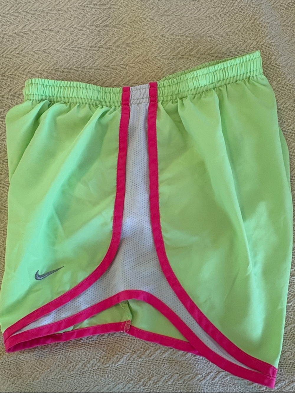 S Nike Neon Lime with Hot Pink Trim Running Shorts dri fit